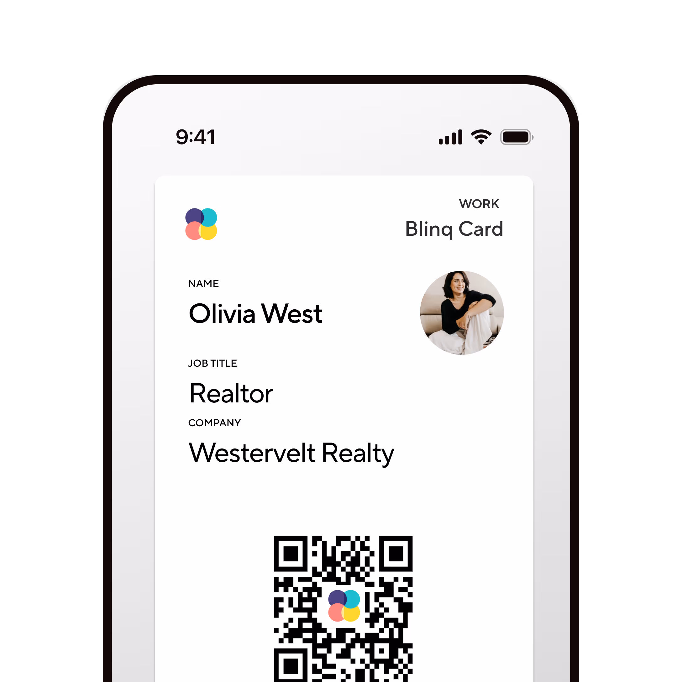 A Blinq digital business card added to Apple Wallet